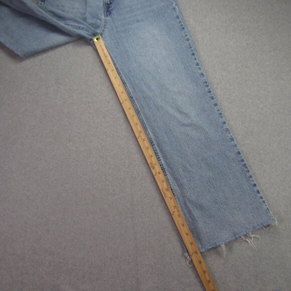H&M Jeans Womens Size 8 Blue High Rise Wide Leg Raw Hem - Picture 8 of 13